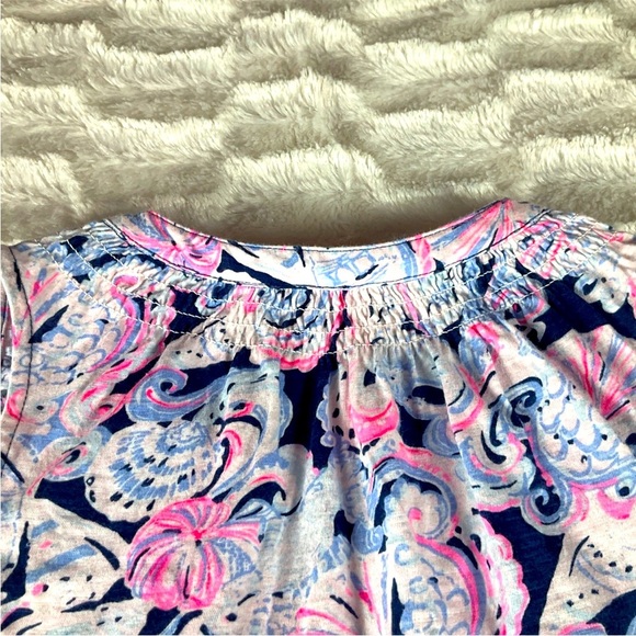 Lilly Pulitzer Essie Seashell Sleeveless Top Size XXS Blue/Pink Beachy Buttons - Picture 8 of 11